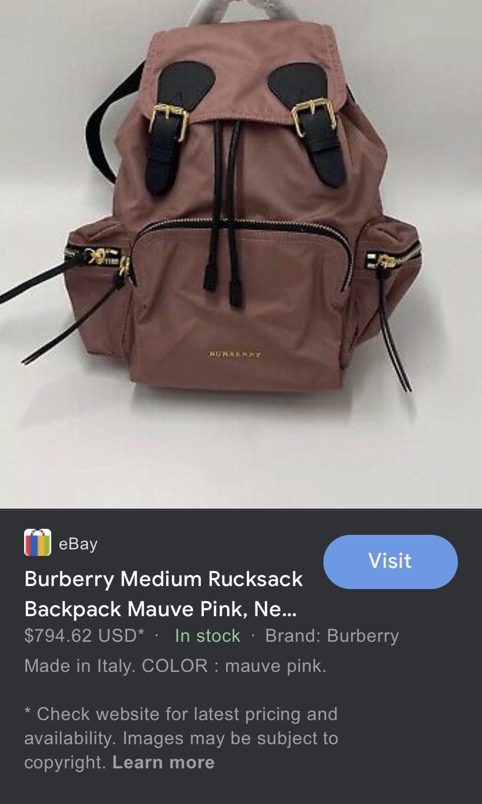 Authentic Burberry Rucksack Backpack Luxury Bags Wallets on