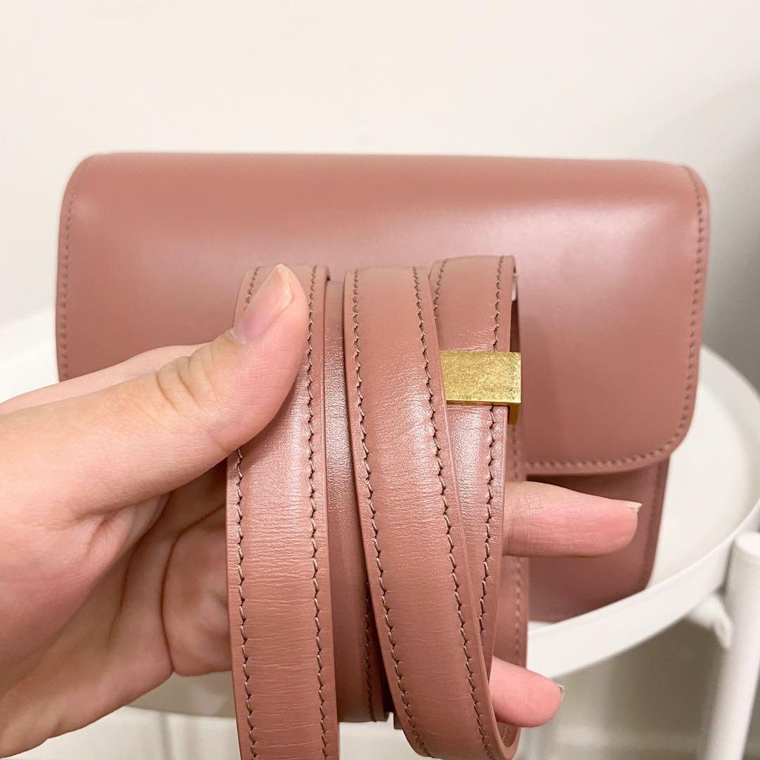 Celine Small Classic Box Calf Leather Flap Shoulder Bag Antique Rose