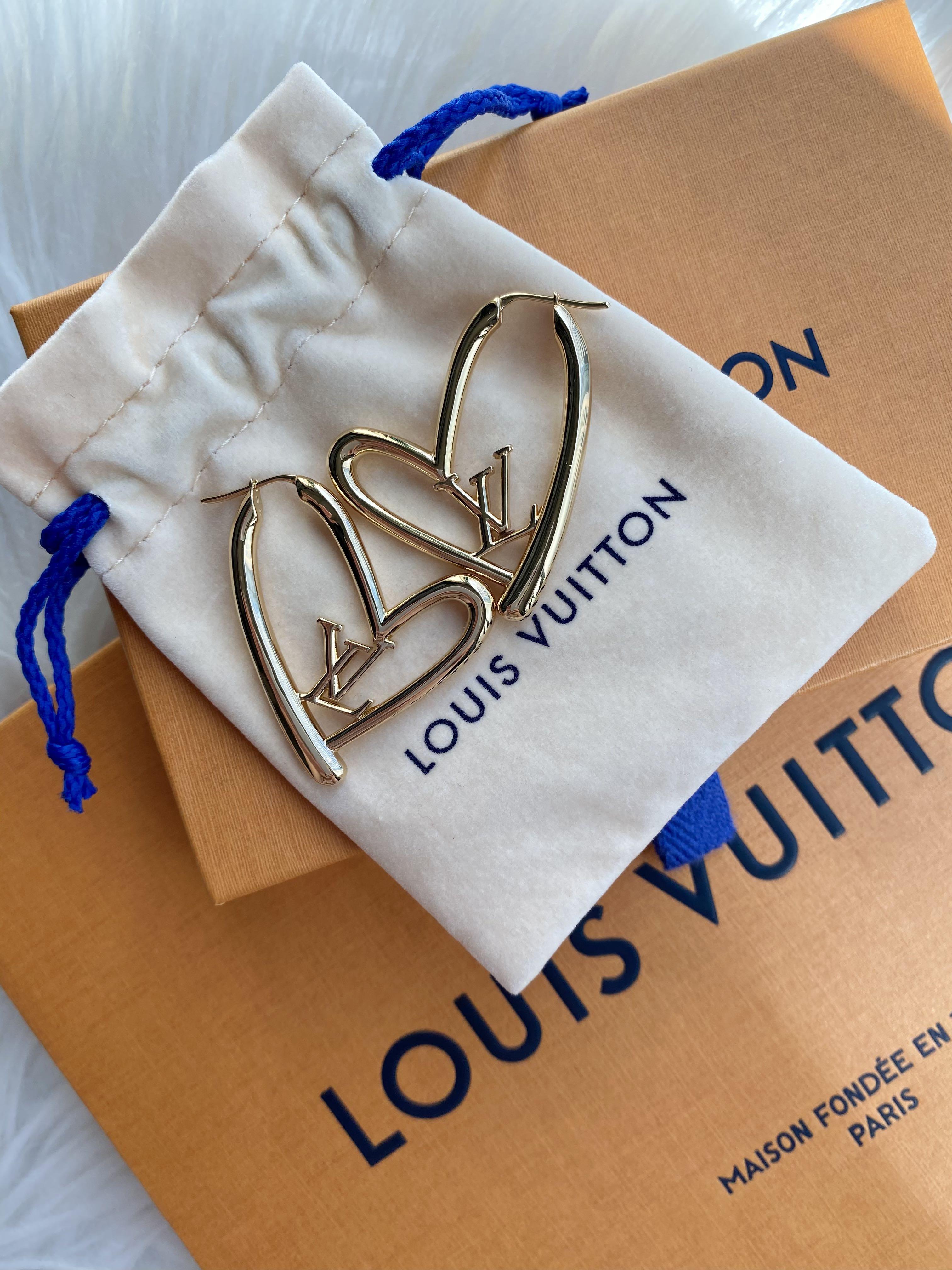 Louis Vuitton Limited Edition Heart Earrings PM Gold