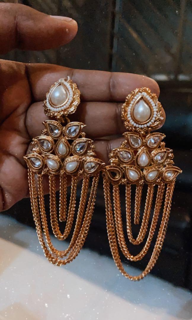 Gold Sahara Earrings Bahubali Earrings Indian Earrings Gold Hanging Earrings  Gold Saharey Earrings - Etsy