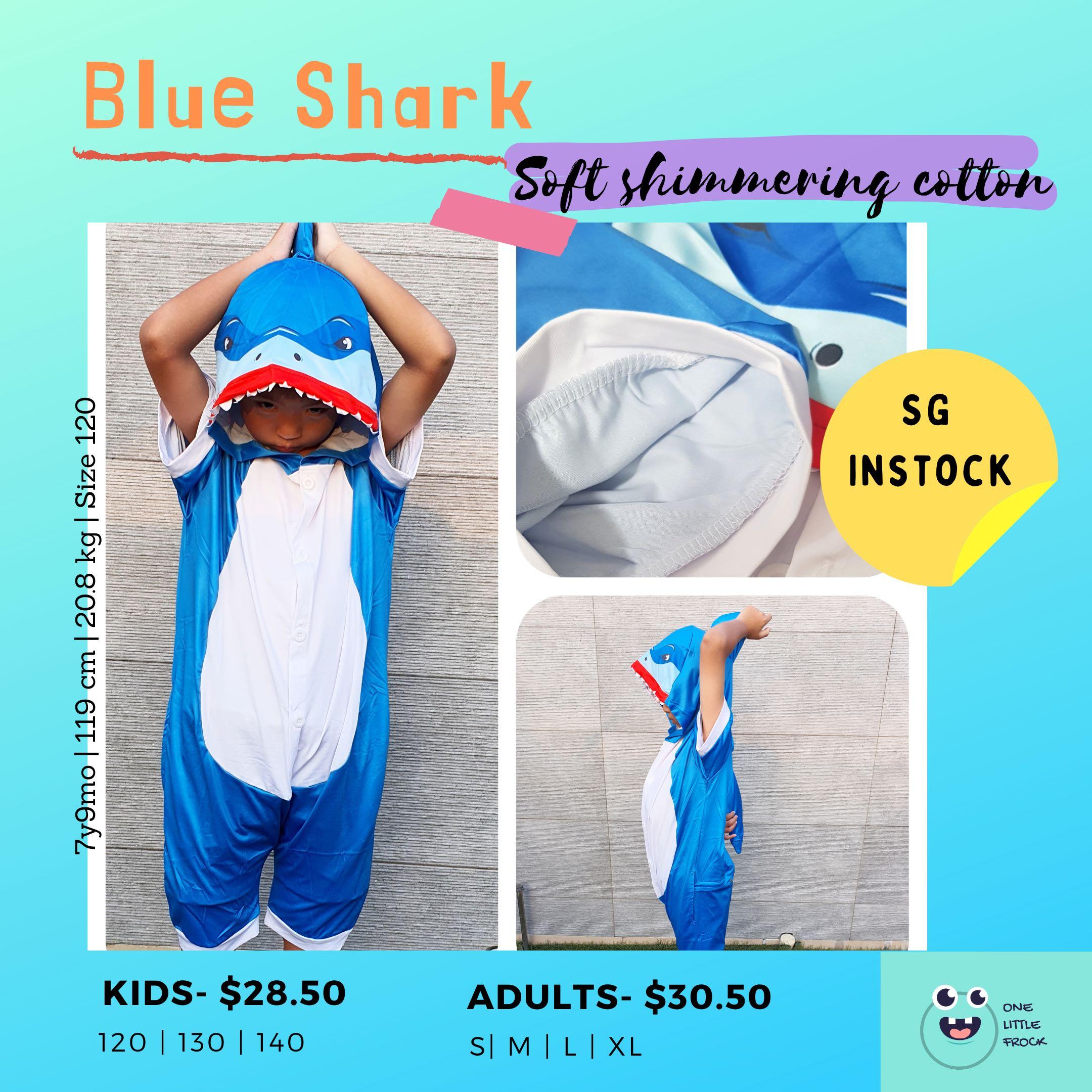 Readystocks Blue Shark Onesie Costume Jumpsuit for Children Kids
