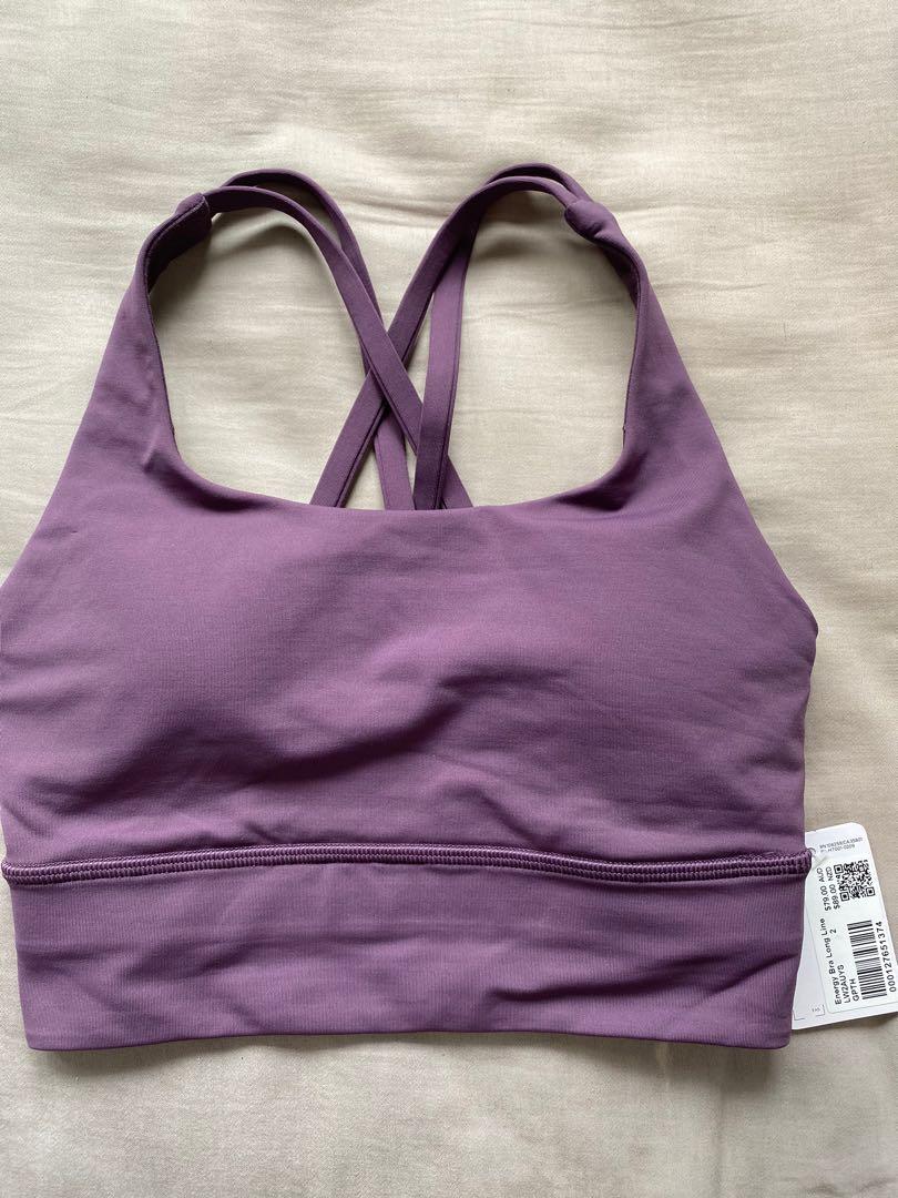 BNWT Lululemon Energy Bra Long Line Size 2 in Grape Thistle and Daydream,  Women's Fashion, Activewear on Carousell