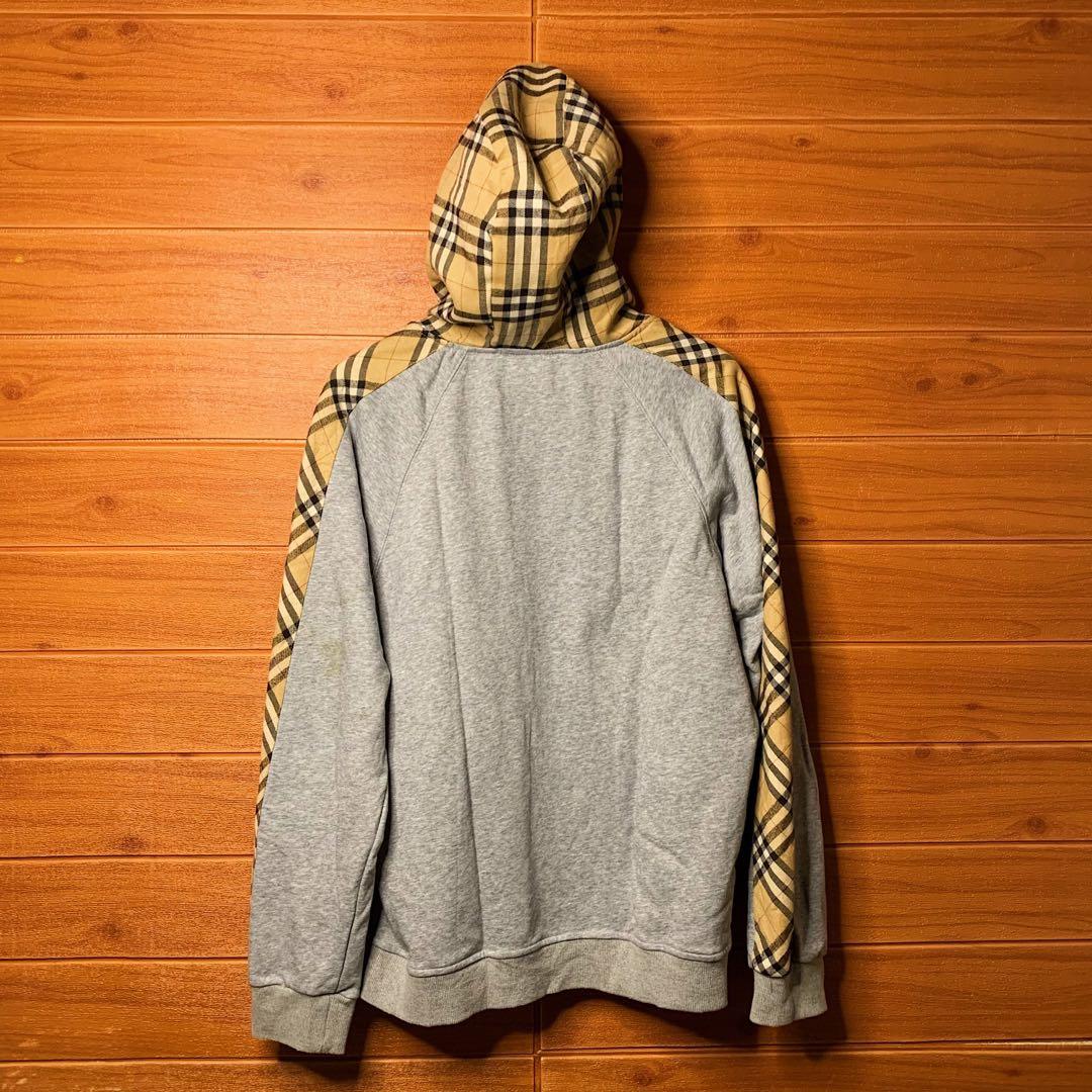 Burberry grey check panel kurke hoodie clearance