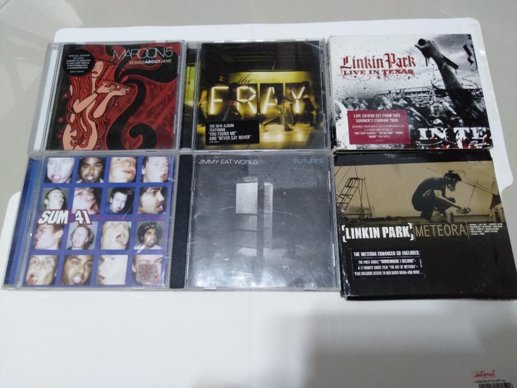 CDs for Sale (Category: CDs & DVDs) located in Las Pinas. Submitted by cobieshop (Listing ID 1117016227, Image 1). Description: CDs For Sale! Imported, Mint Condition Maroon 5 - Songs About Jane The Fray - ST Linkin Park Live in Texas! Sum 41 - All Killer No Filler Jimmy Eat World - Futures Likin Park Meteora .