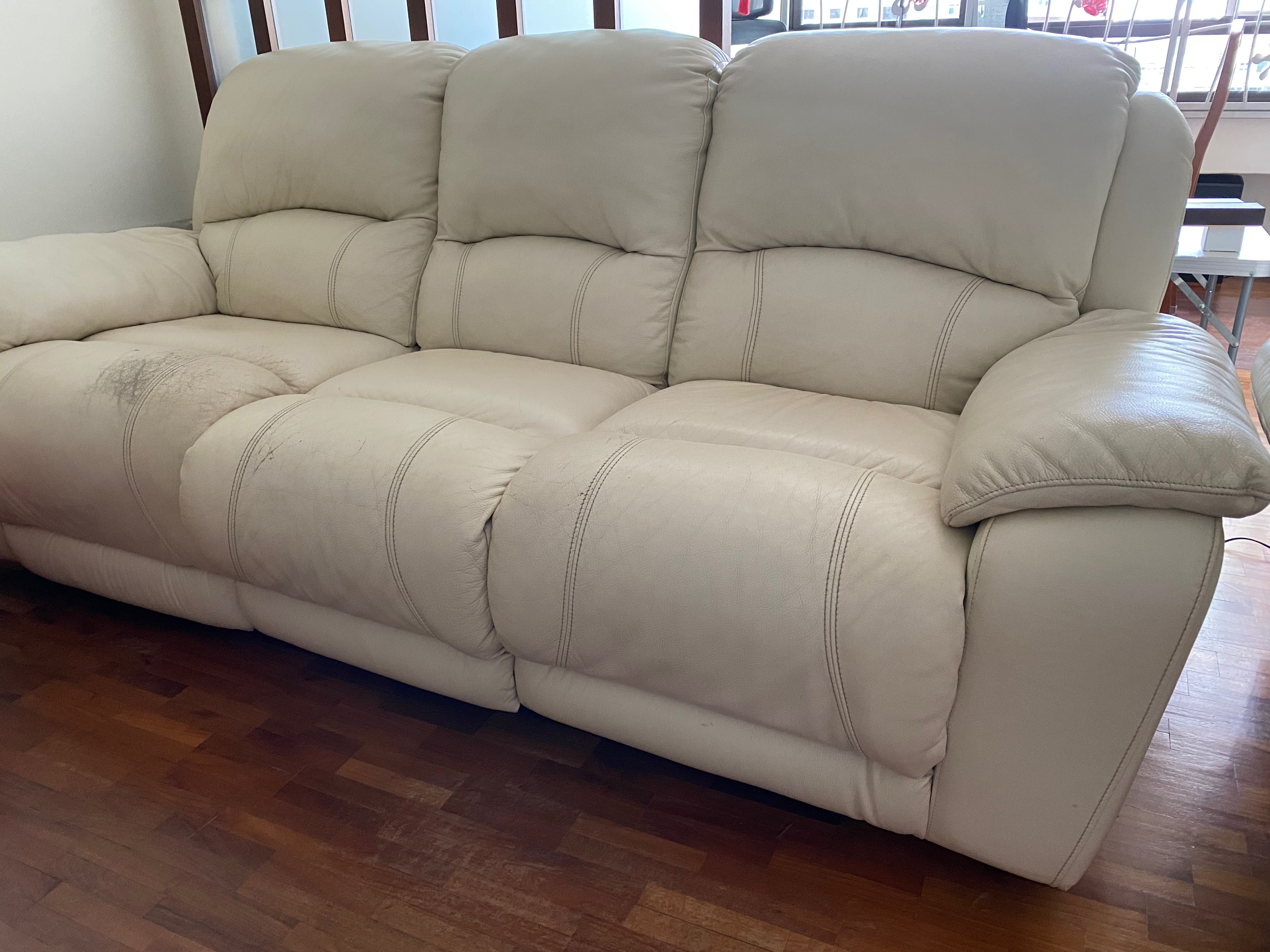 Cheer Leather Sofa recliner set (3 plus 1), Furniture & Home Living