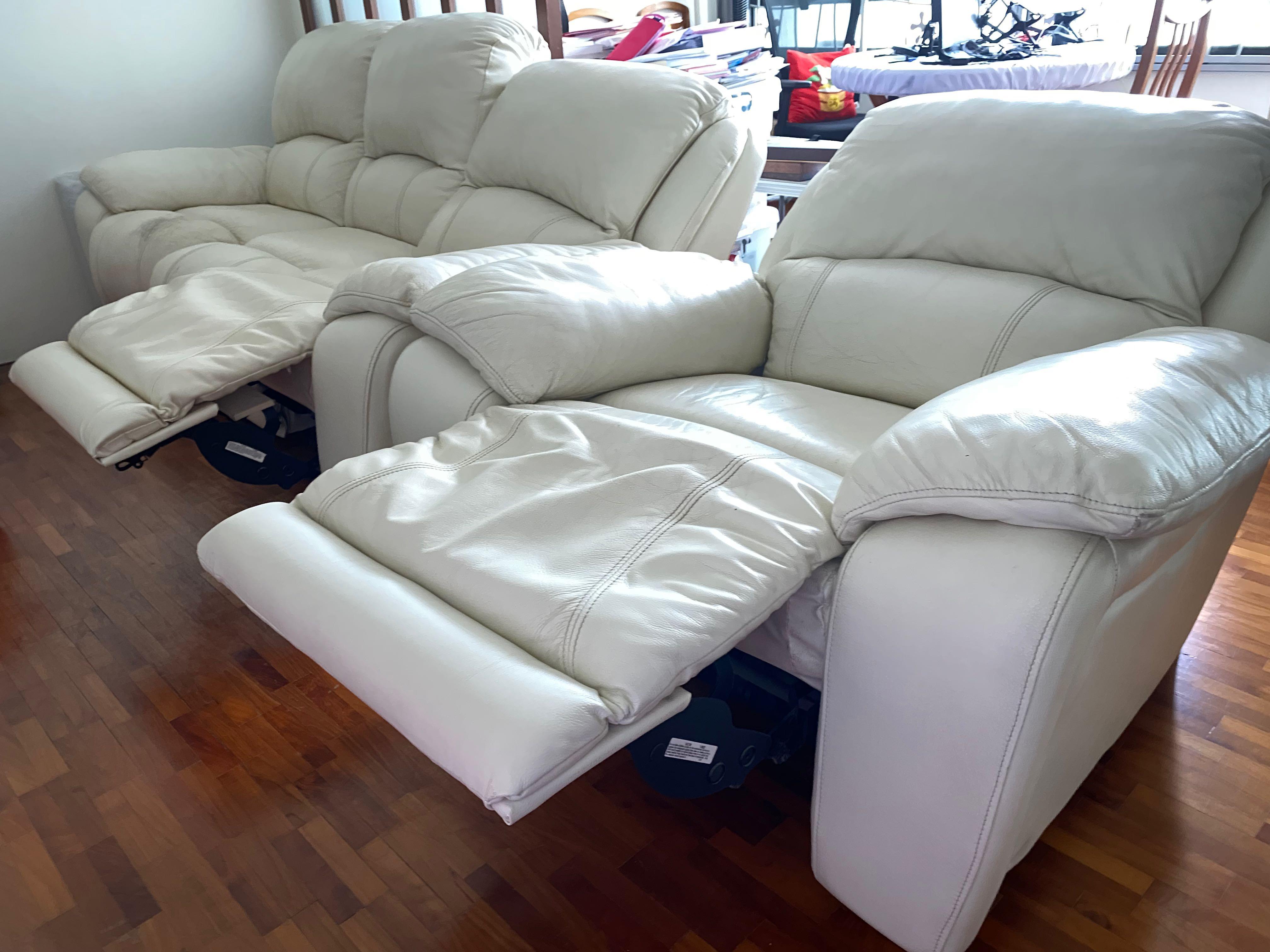 Cheer Leather Sofa recliner set (3 plus 1), Furniture & Home Living