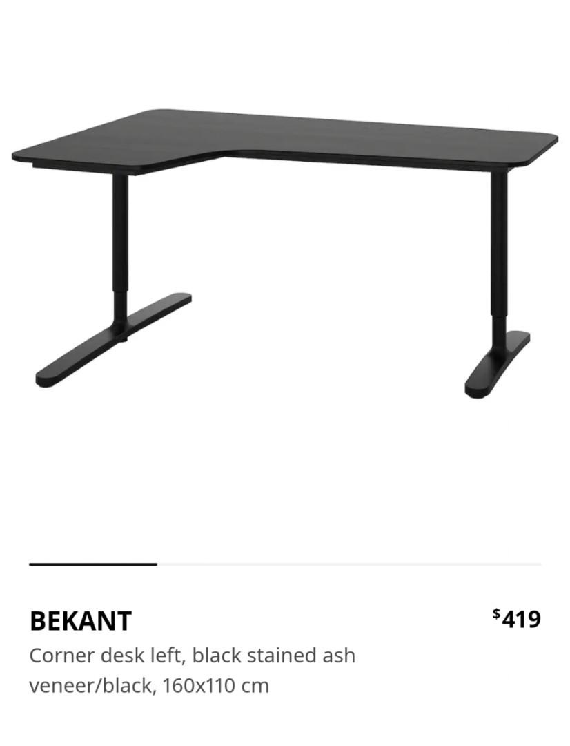 Desk Bekant ikea, Furniture & Home Living, Furniture, Tables & Sets