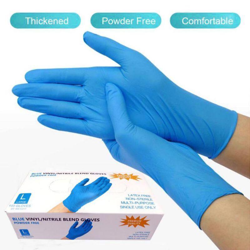 Set of 100 Unigloves Pearl GP0013 Blue Nitrile Examination Gloves Medium