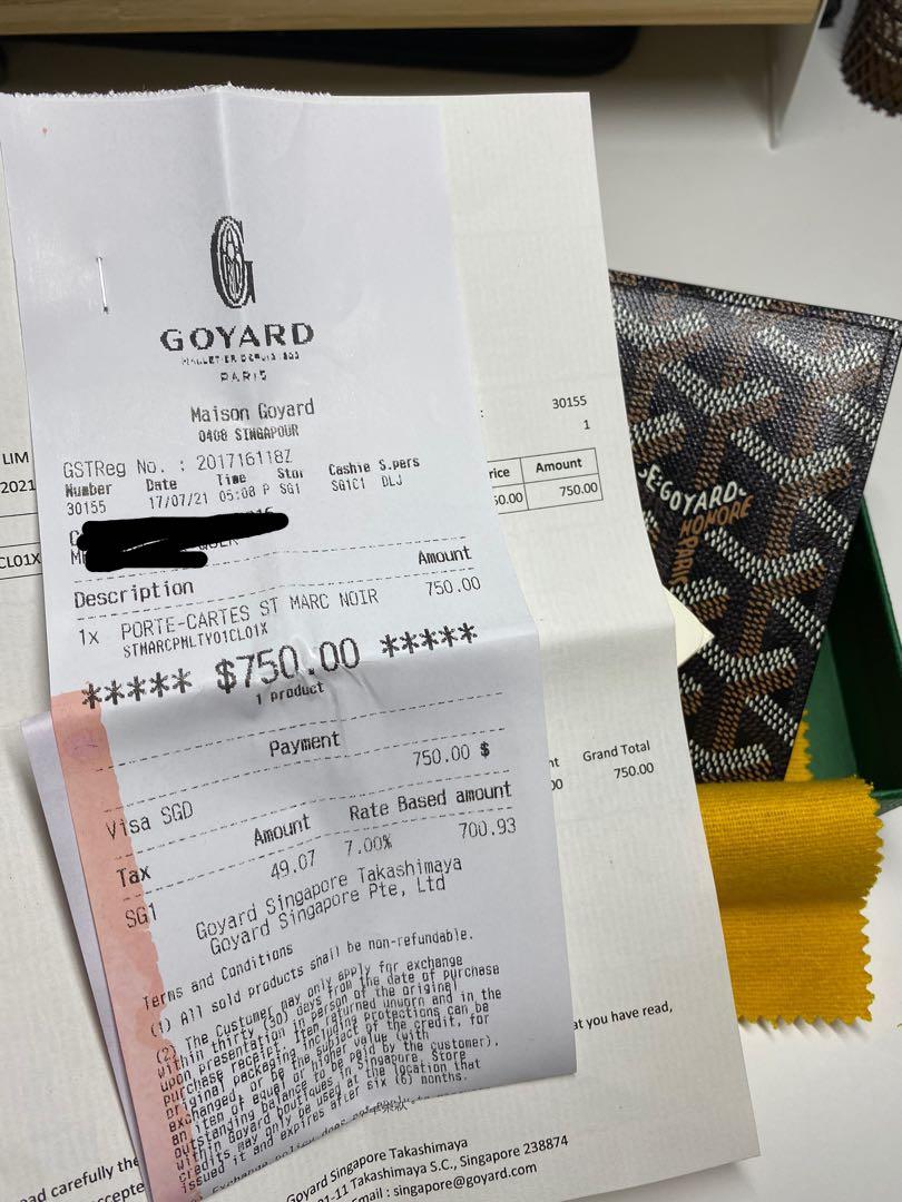 Goyard Wallet With Original Receipt.