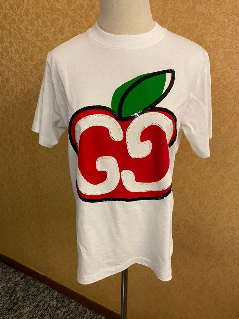 Gucci Gg Apple Sequins Tee Shirt, Luxury, Apparel On Carousell