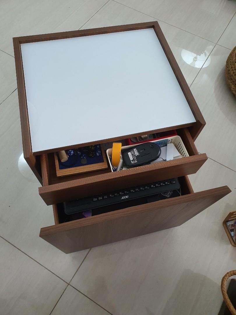 IKEA bedside table with glass top, Furniture & Home Living, Furniture, Tables & Sets on Carousell