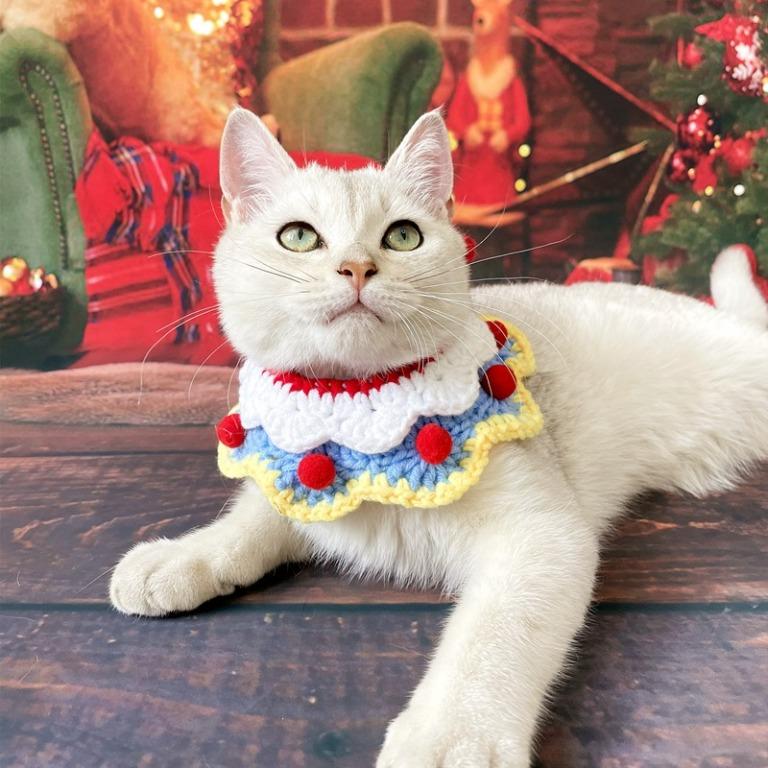 Knitted Cat Collar DIY Christmas Dog Necklace Cute Hand made Scarf