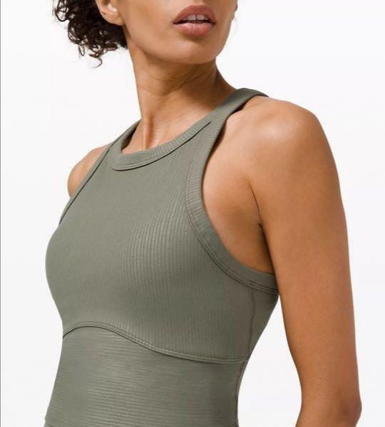 Lululemon blissful bend tank top army green crop top sports bra