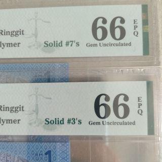 Malaysia RM 1 solid number PMG66 x2pcs