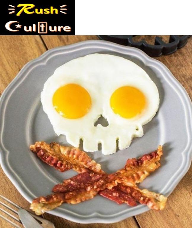 Funny Skeleton Head Fried Egg Mold Silicone Non Stick Egg Shaper
