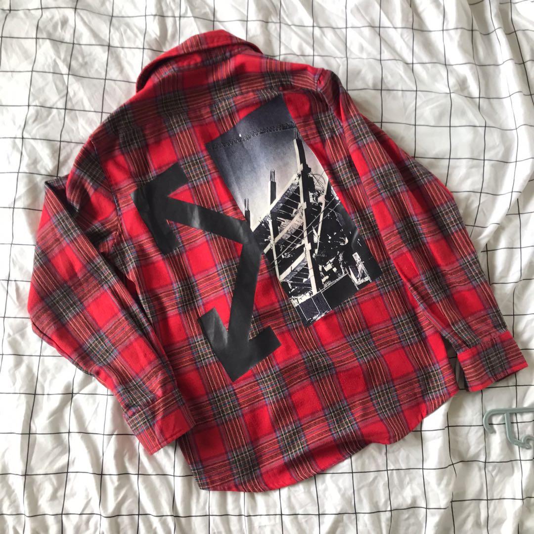 Off white flannel shirt sale