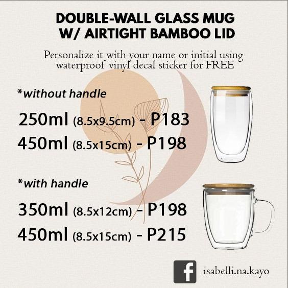 Personalized Double-Wall Cup/Mug w/ Airtight Bamboo Lid (Category: Coffee & Tea Tableware) located in Manila. Submitted by isabellinakayo (Listing ID 1116901497, Image 3). Description: These beautiful yet practical cups take your drinks to the next level... watch the espresso seep into the milk of your Latte, the chocolate melt in the steaming milk of your Hot Choco. It will keep your hot drink hot and your cold drink cold 🙂 Available and ready 