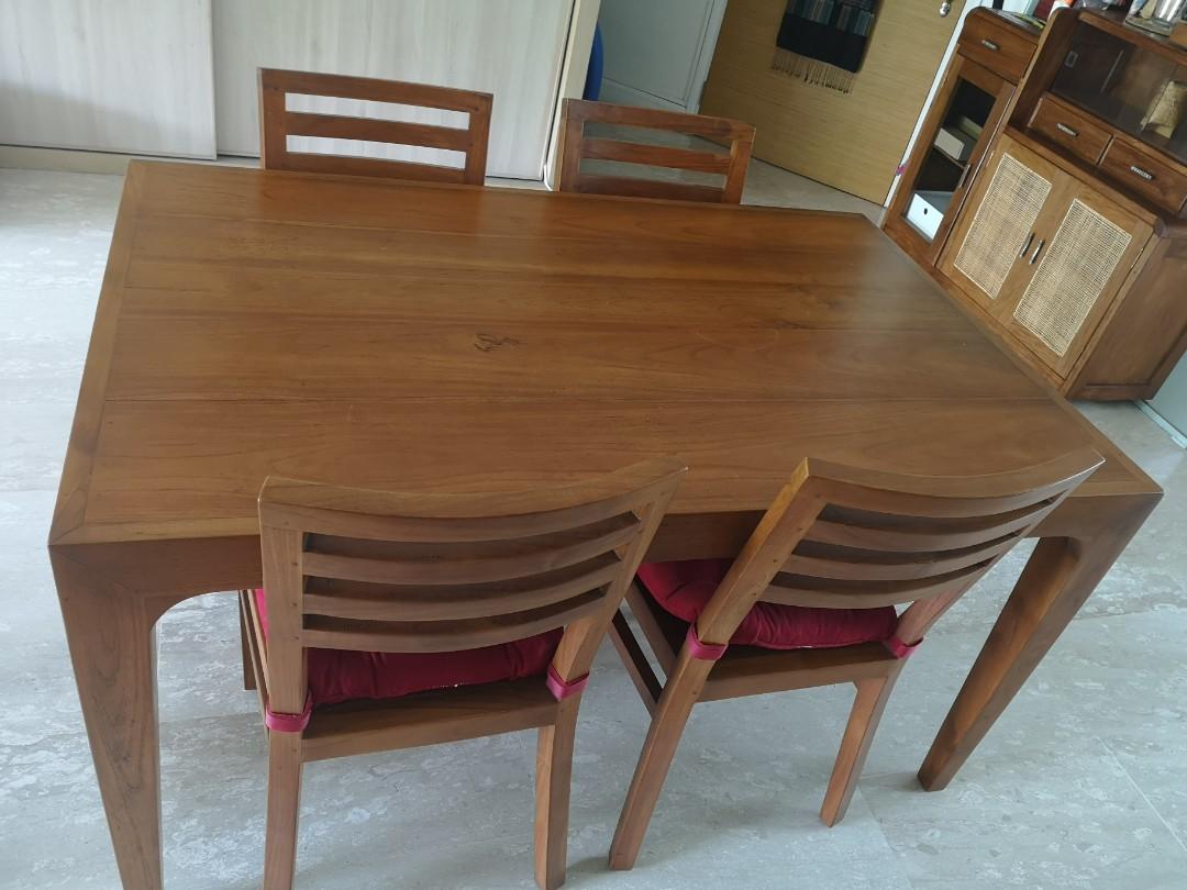 PL Teak table and 4 chairs, Furniture & Home Living, Furniture, Tables
