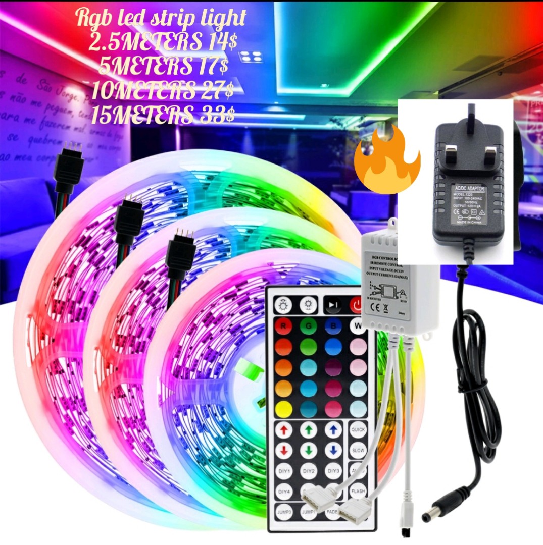 Remote Control Party Room 16.4ft 5M 5V 5050 RGB LED Strip Lights Bluetooth APP 