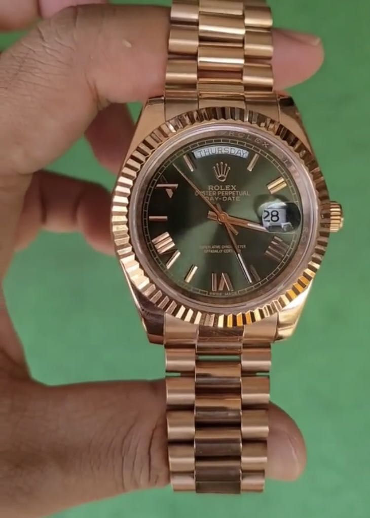 Rolex Daydate Rose Gold Green Dial 