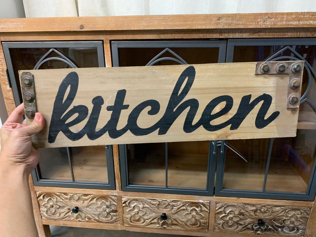Rustic wooden kitchen wall plaque signage, Furniture & Home Living