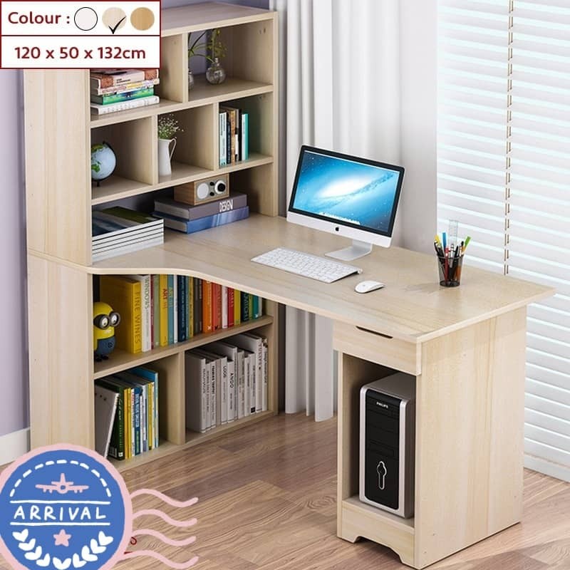 Desk plus store bookshelf