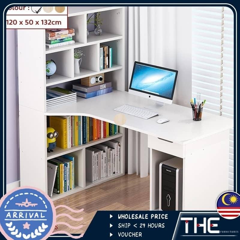 SET 2 IN 1 STUDY TABLE PLUS BOOKSHELF, Furniture & Home Living ...