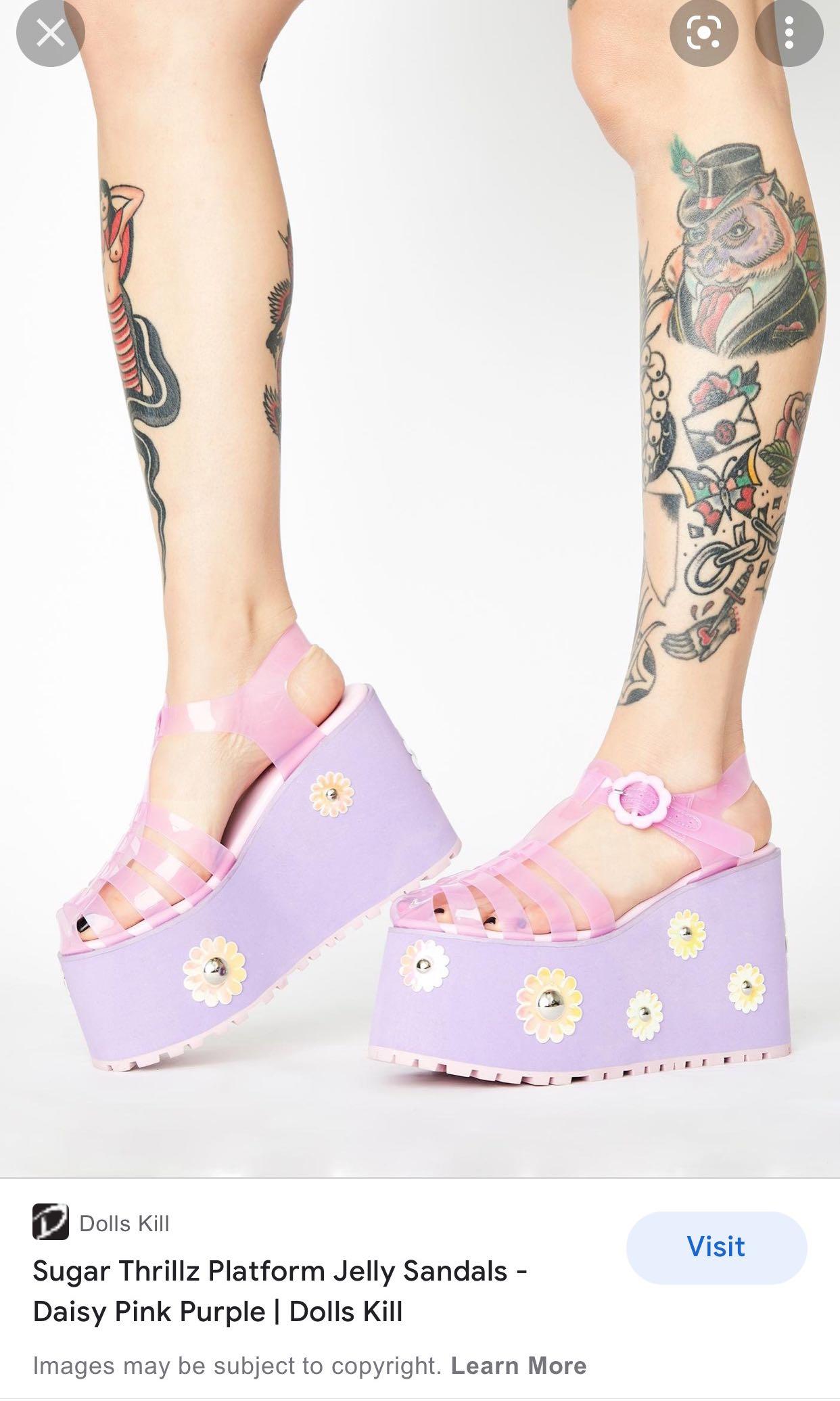 pink platform jelly shoes