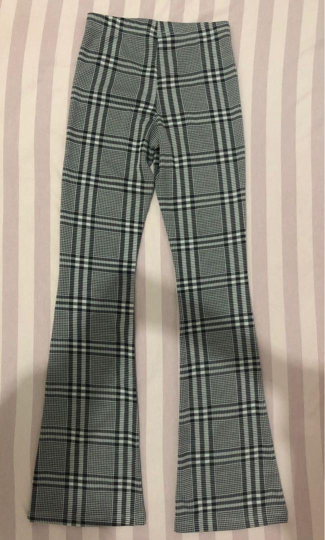 Topshop tall checks flare trousers 
