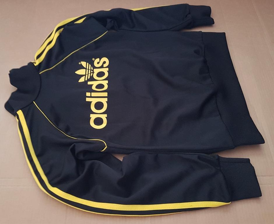 Adidas yellow jacket deals black stripes