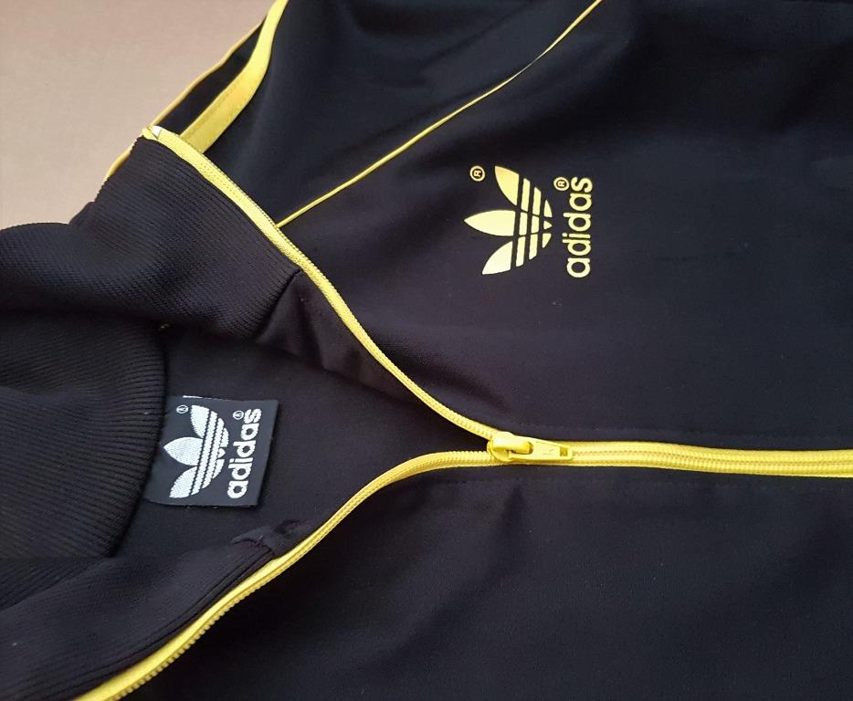 Adidas yellow store jacket black stripes
