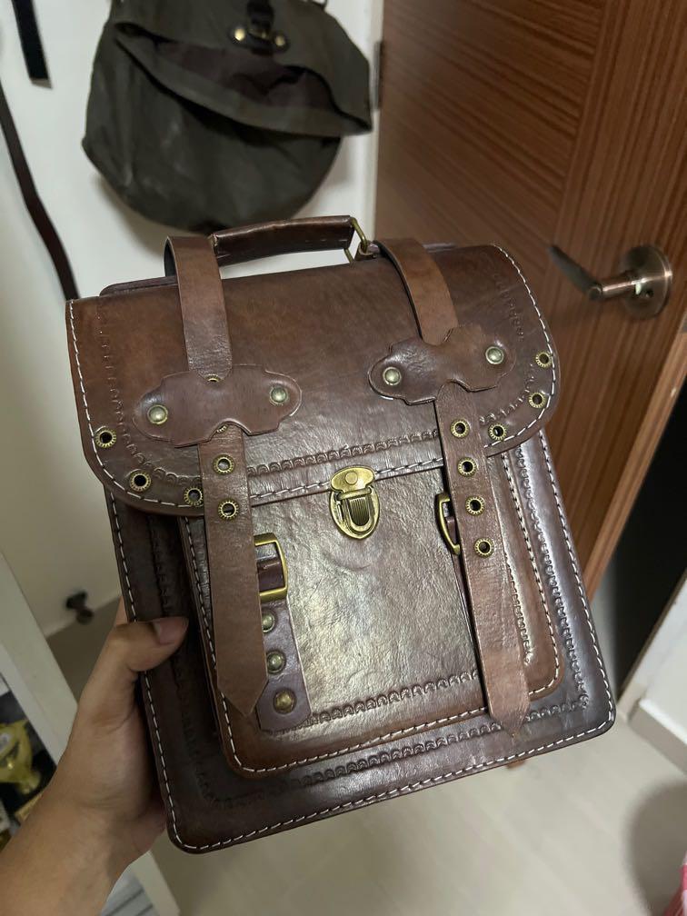 Cafe racer leather side bag sale