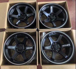 15” TE37 RT stance Black Mags 4Holes pcd 100-114 stance x8.25 width