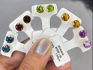 18k Japan gemstone stud earrings