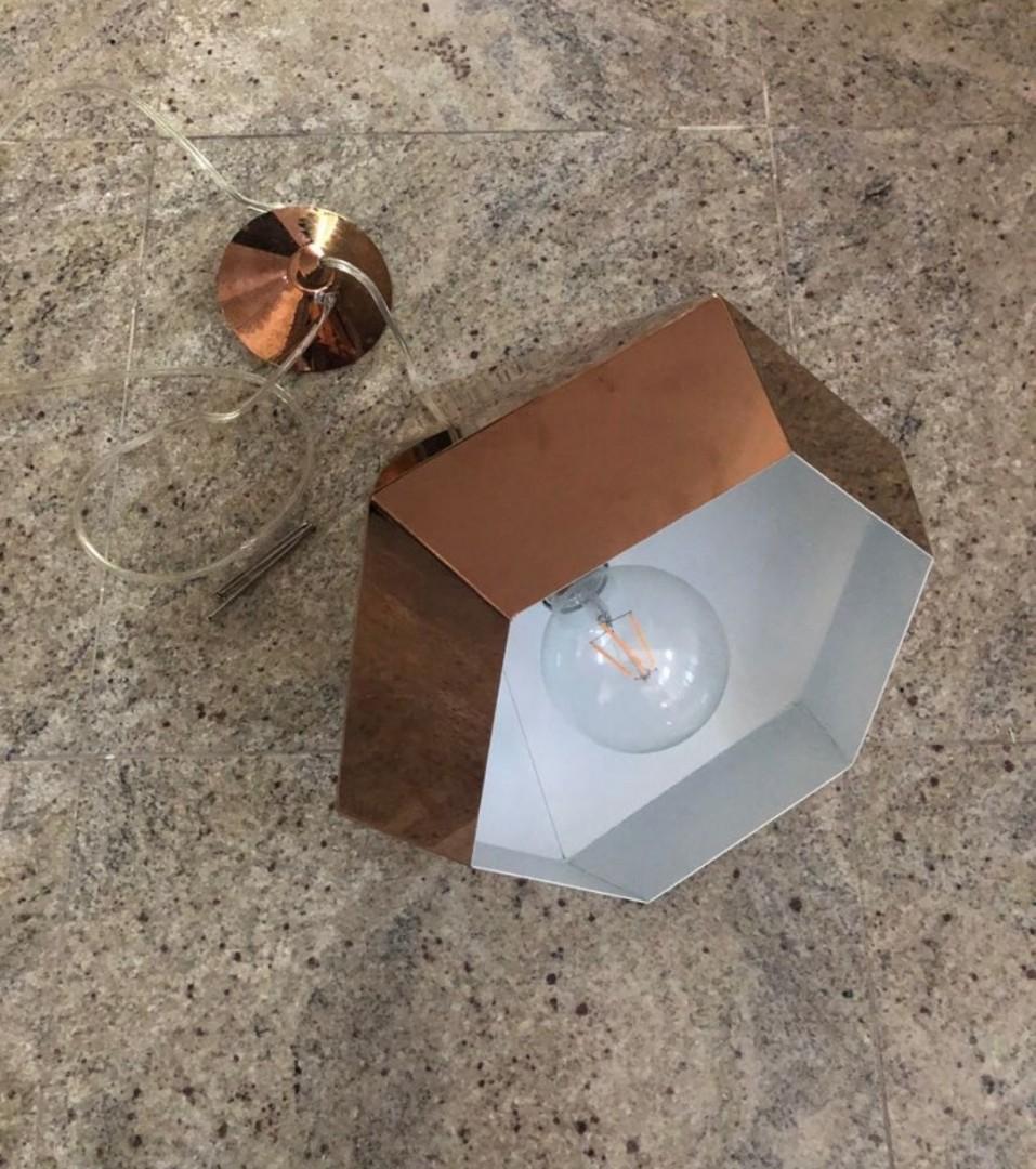 2 Hanging lights rose gold diamond shape, Furniture & Home Living