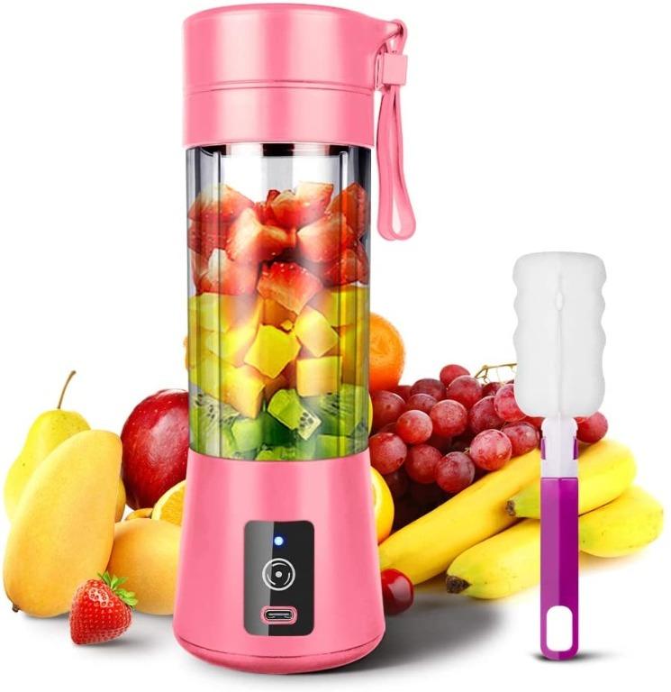 Mini Blender Personal Portable Blender Cup for Smoothies Shakes, Portable Juicer USB Rechargeable for Travel, (Pink), 380ml