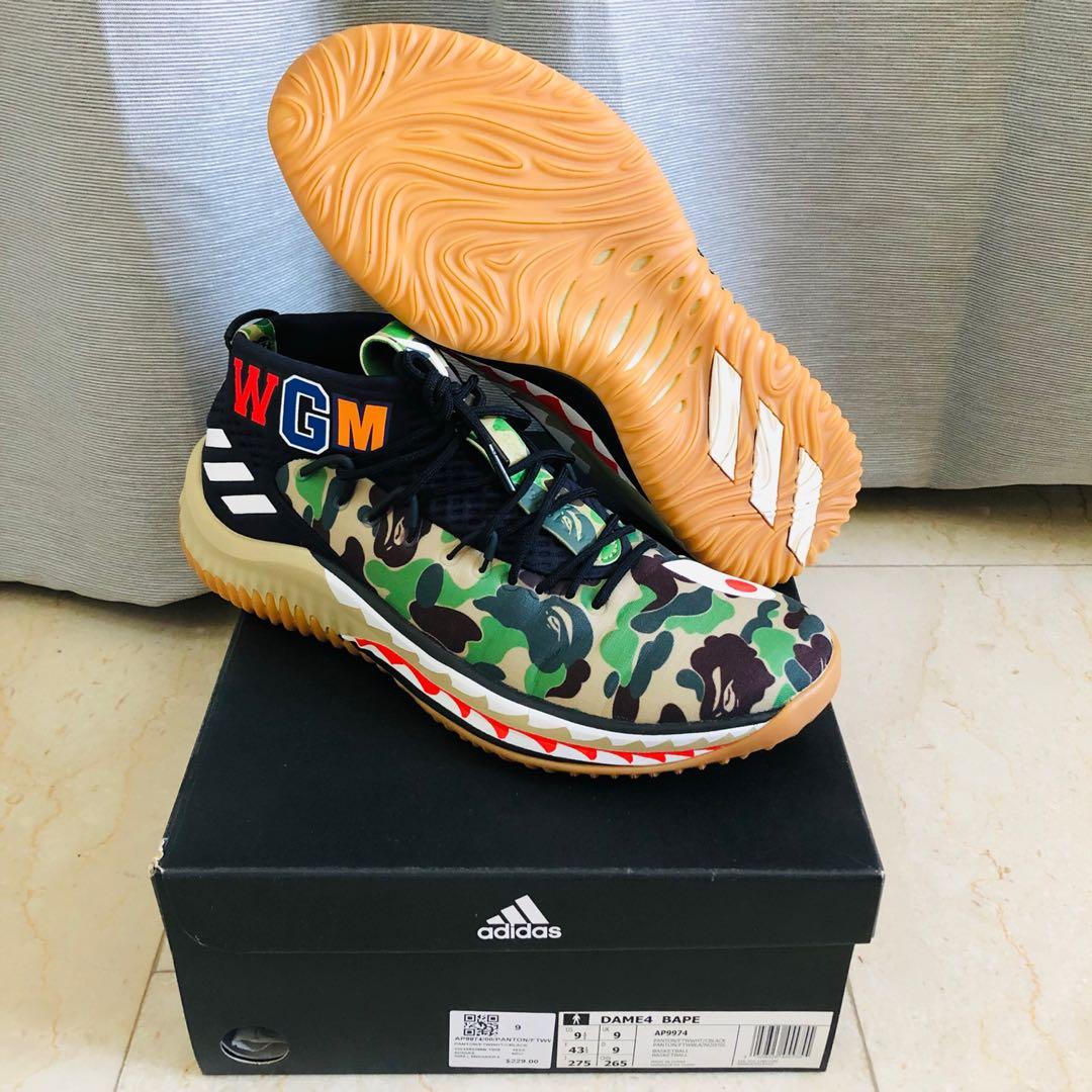 Adidas dame 4 bape on deals feet
