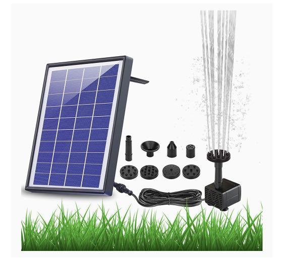 Small Pond and Water Circulation Perfect for Bird Bath 2.0W Solar Fountain Free Water Pump Standing Floating Submersible Solar Water Pump with 4 Sprinkler Heads for Different Water Flows