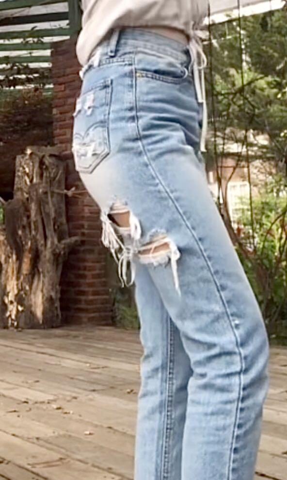 Back Ripped Jeans, Fesyen Wanita 
