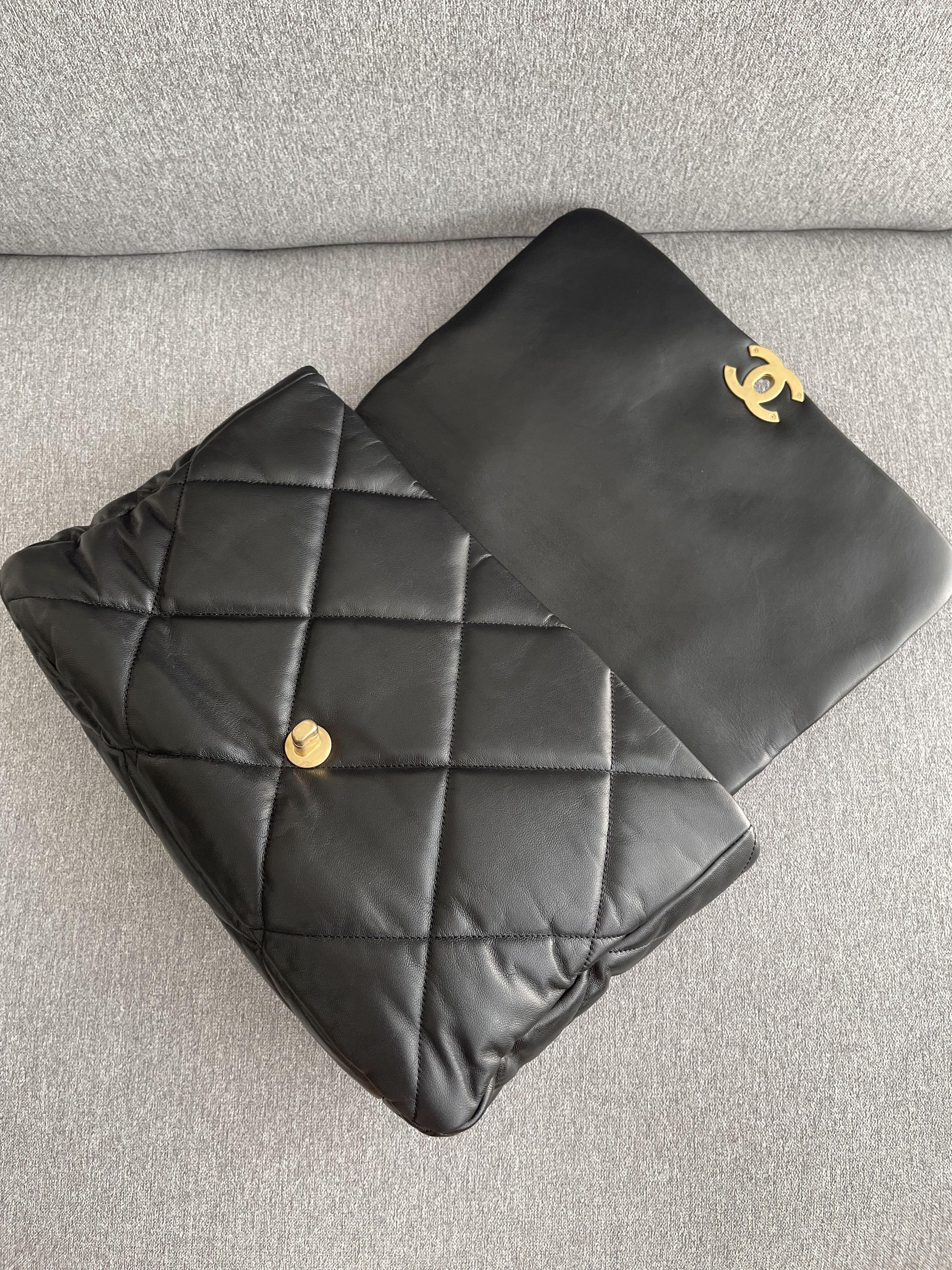 CHANEL 19 Bag in Large. Lambskin Leather in Gold-Tone, Silver-Tone &  Ruthenium-Finish Metal Black. Series 28 ***, Luxury, Bags & Wallets on  Carousell