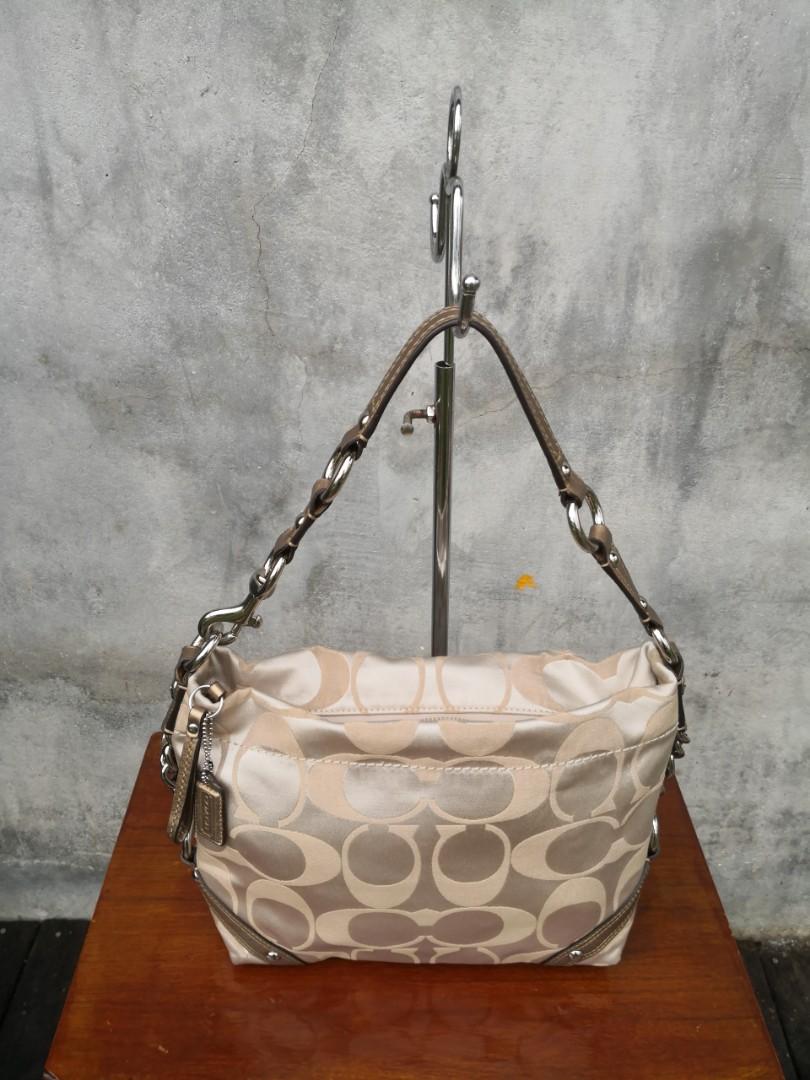 Coach M1076 F15250 Signature C Sateen Purse Gold Beige Fesyen