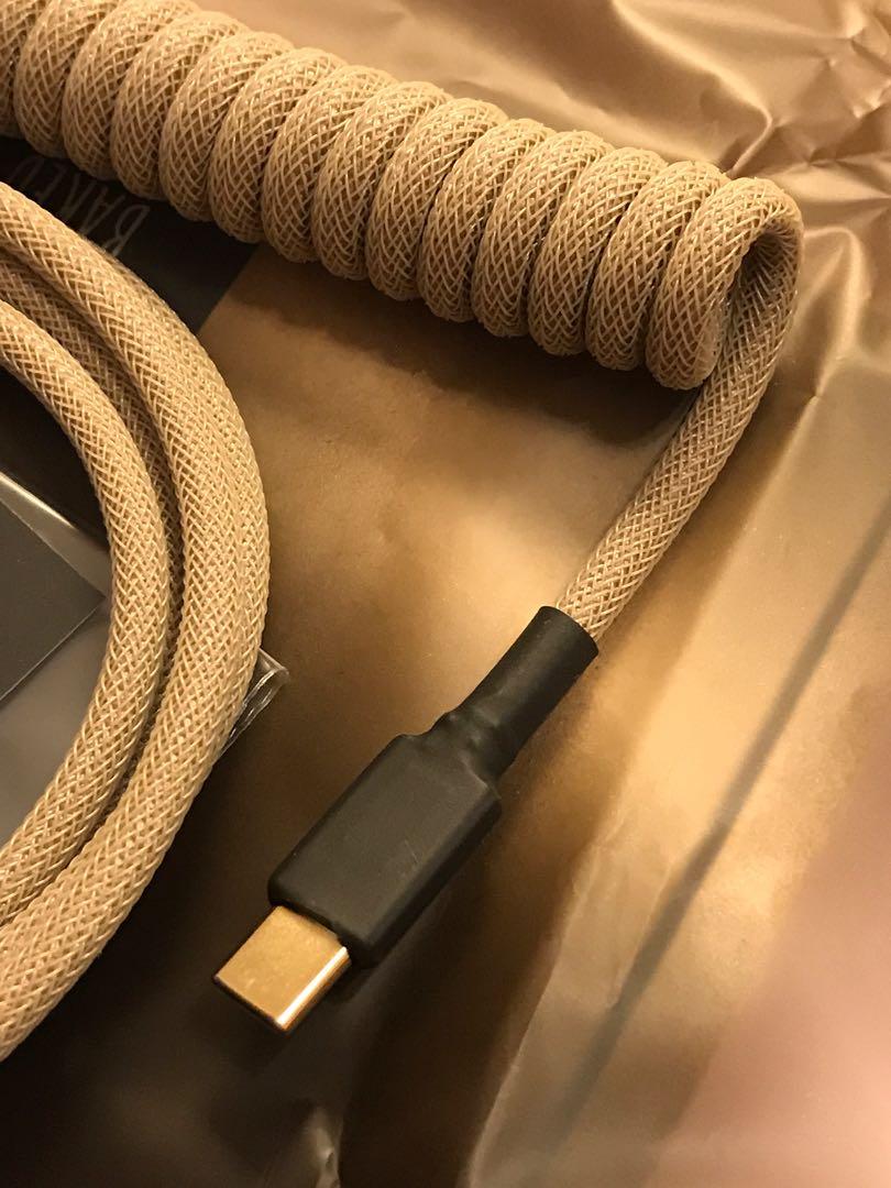 Custom usb type c coiled cable with weipu connector, Computers & Tech