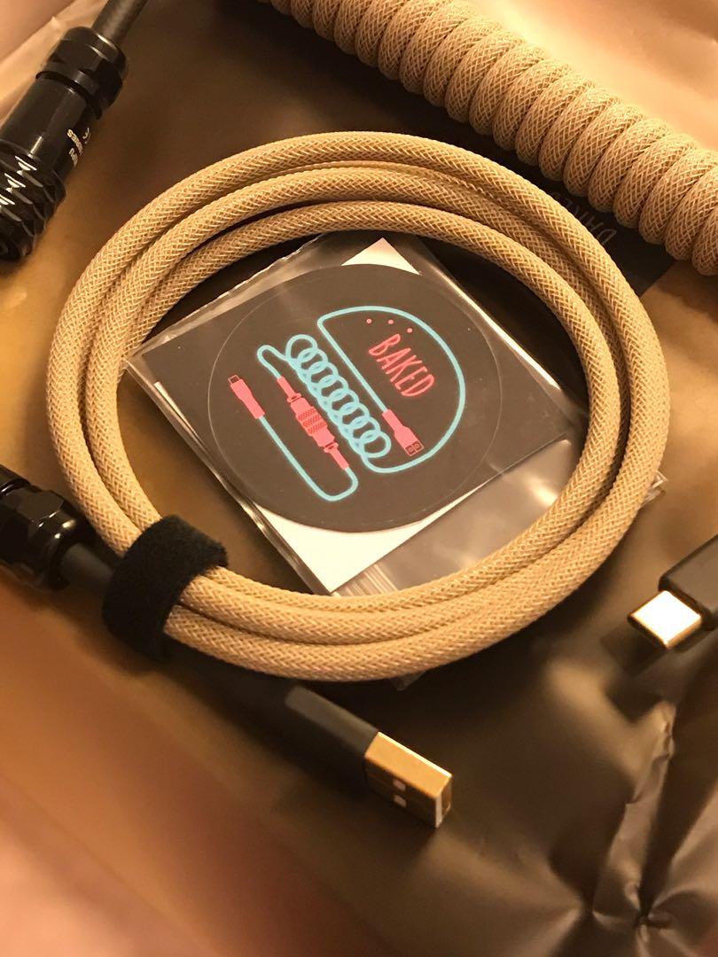 Custom usb type c coiled cable with weipu connector, Computers & Tech