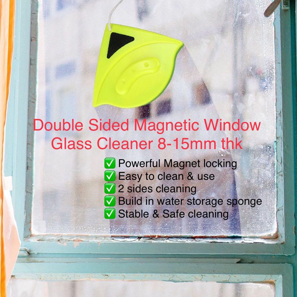 2pcs Double-sided Magnetic Window Cleaner, Window Brush, Triangle Shape Window  Cleaner Glass Wiper, Window Surface Wiper Brush, Window Glass Brush For
