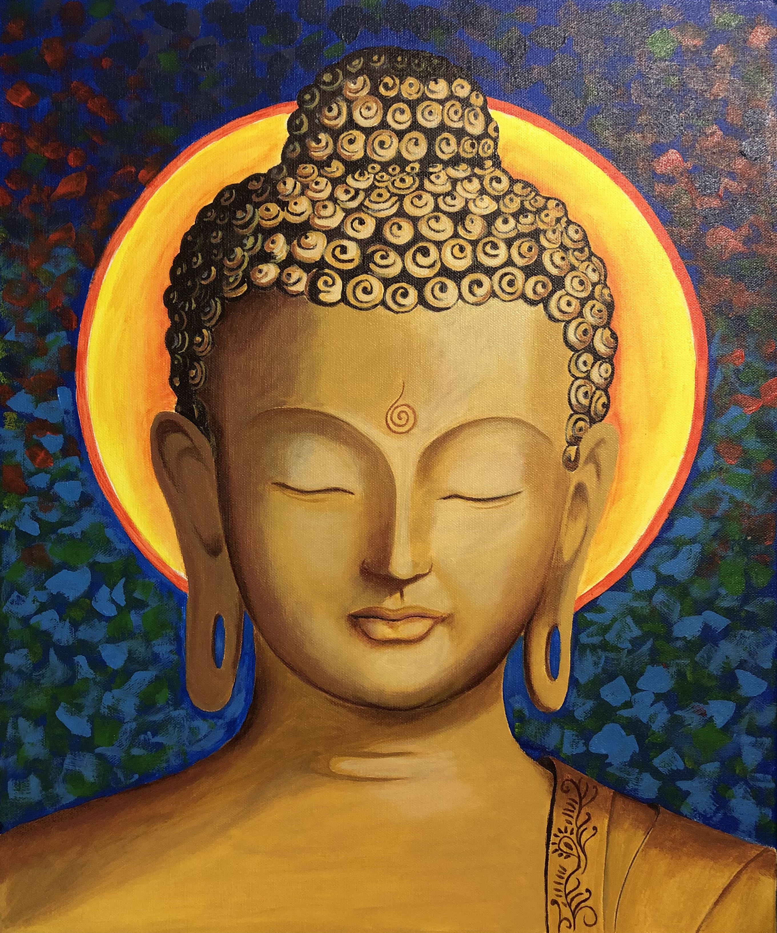 Gautam Buddha wall art acrylic painting on canvas Hobbies Toys