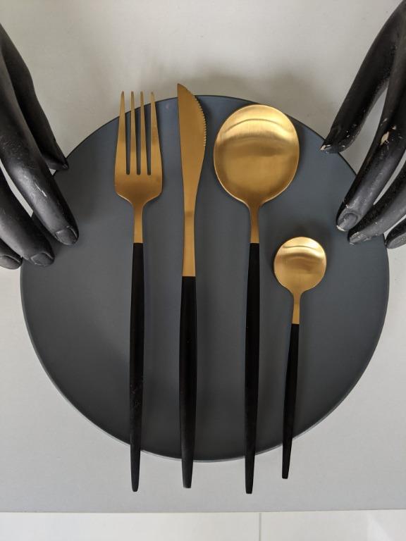 Gold and black silverware sale