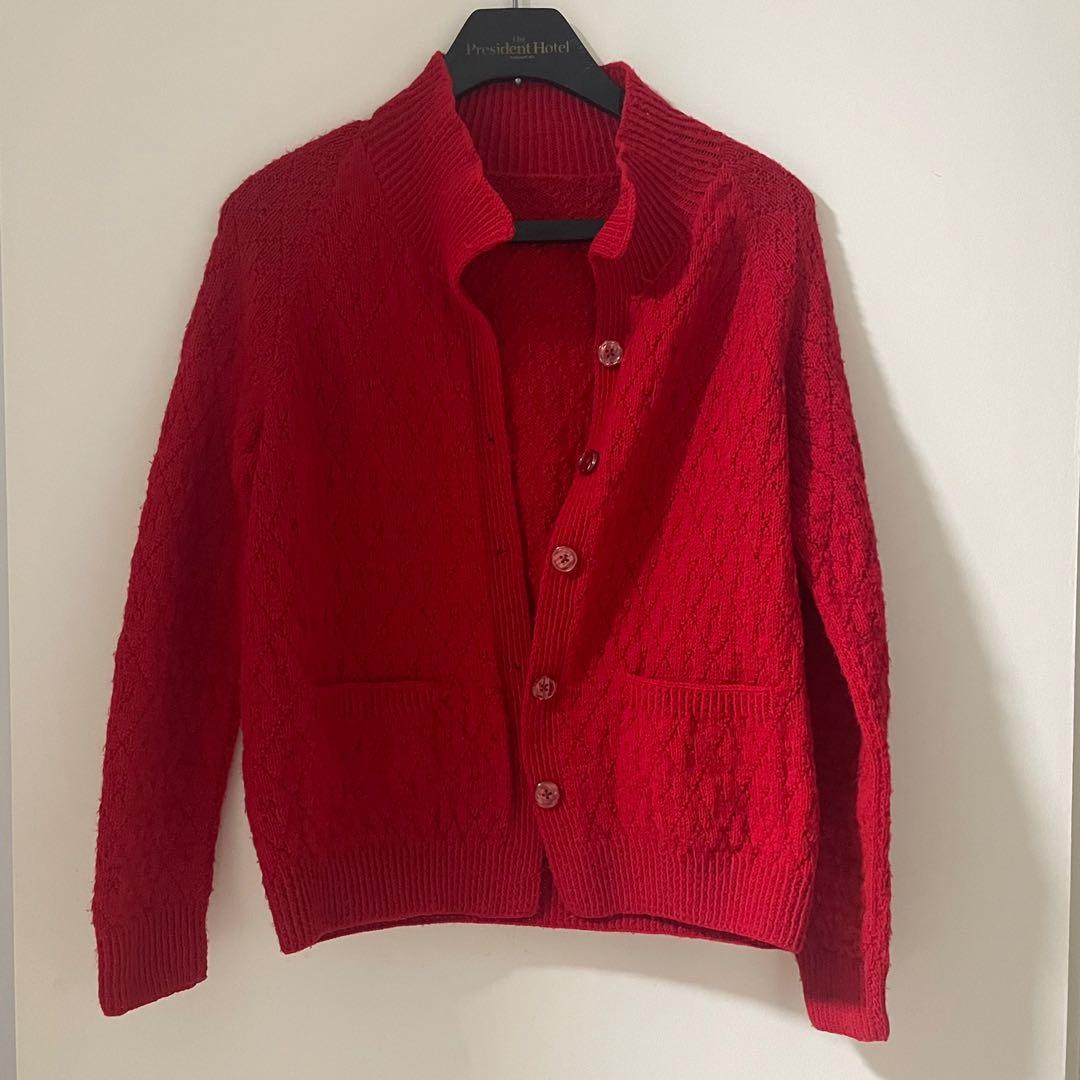 Red knit 2025 jacket