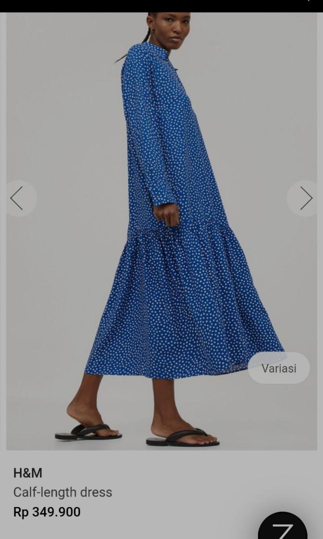 H\u0026m hnm hm blue polkadot collared maxi 