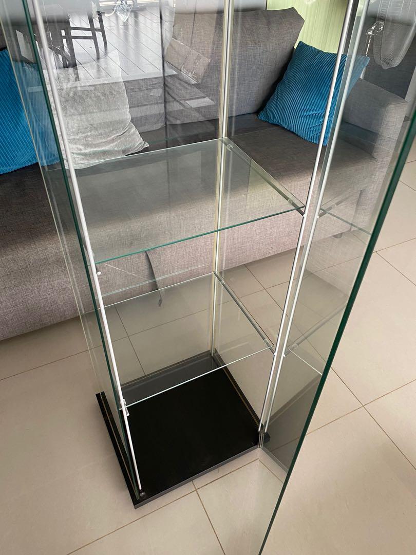 IKEA SHELF DETOLF (glass door black, 43x163cm), Furniture
