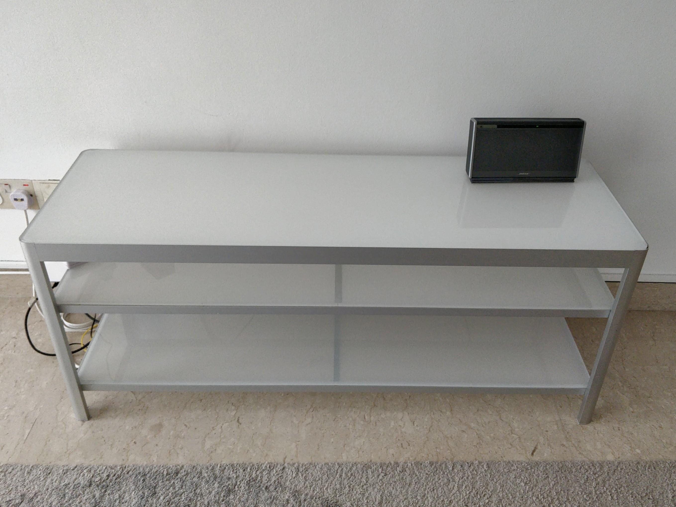 IKEA TV console aluminium and glass, Furniture & Home Living, Furniture